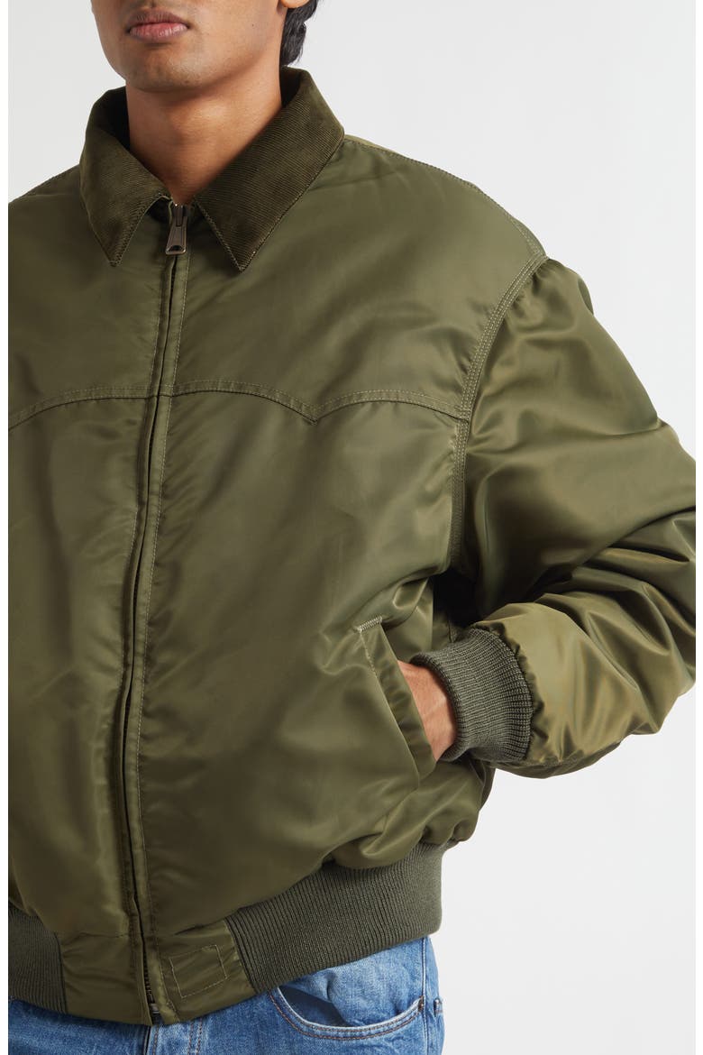 Corduroy Collar Western Bomber Jacket, Alternate, color, KAKI