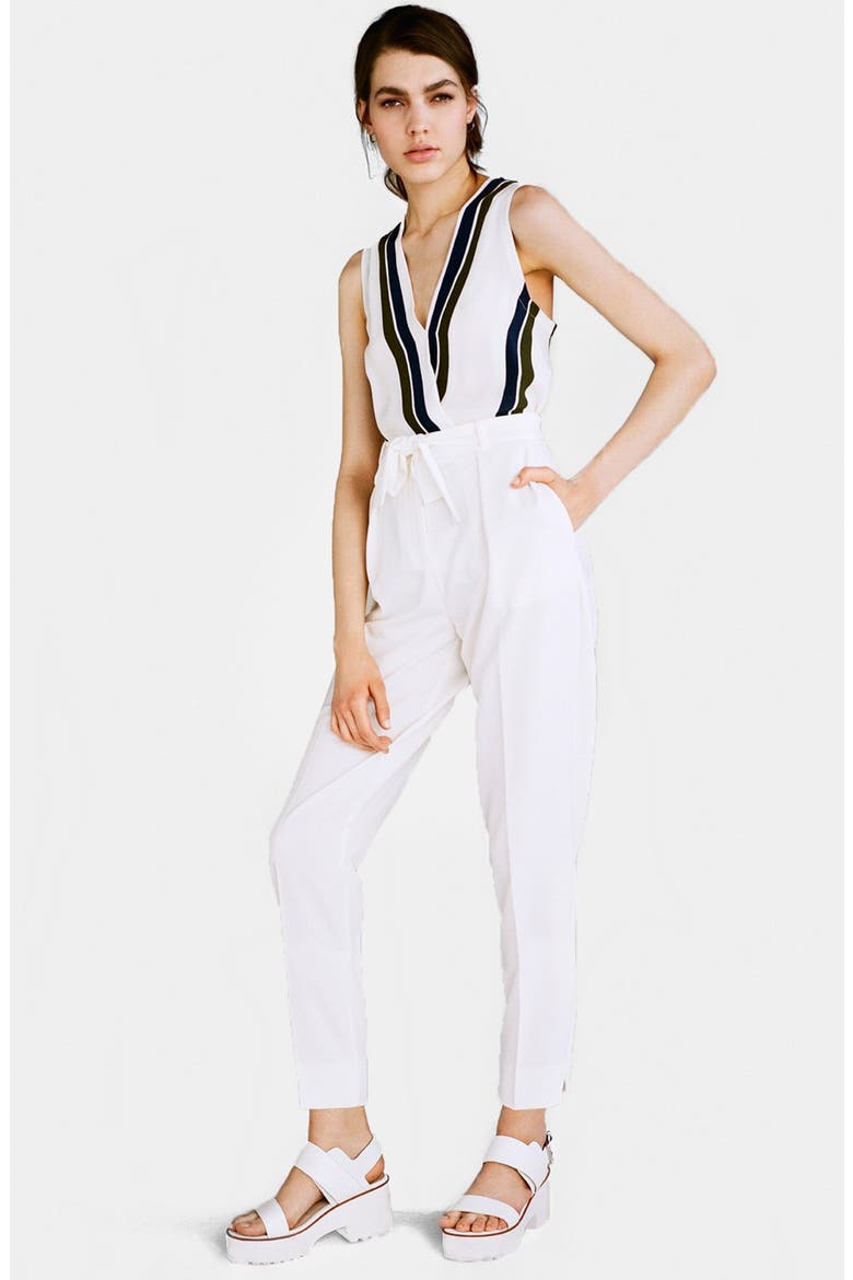 Crepe Peg Trousers, Alternate, color, CREAM