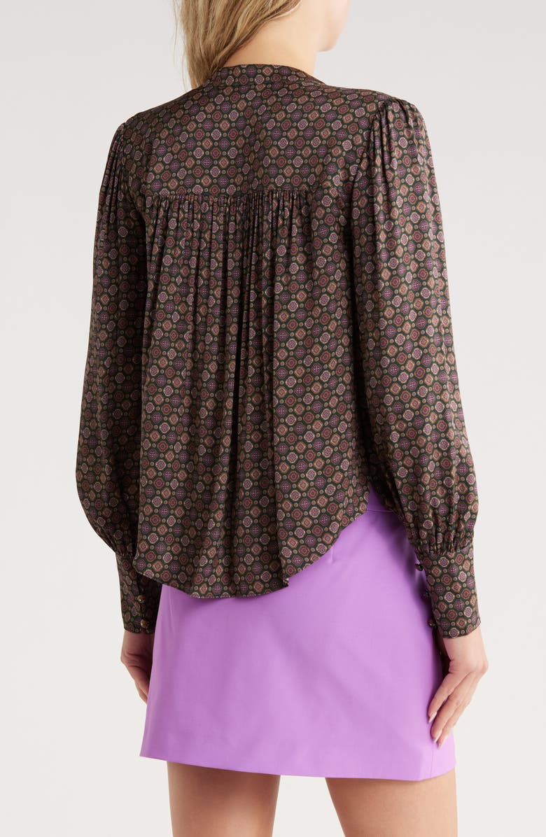 Veronica Beard Esmeralda Long Sleeve Silk Blend Button-Up Shirt, Alternate, color, Pine Multi