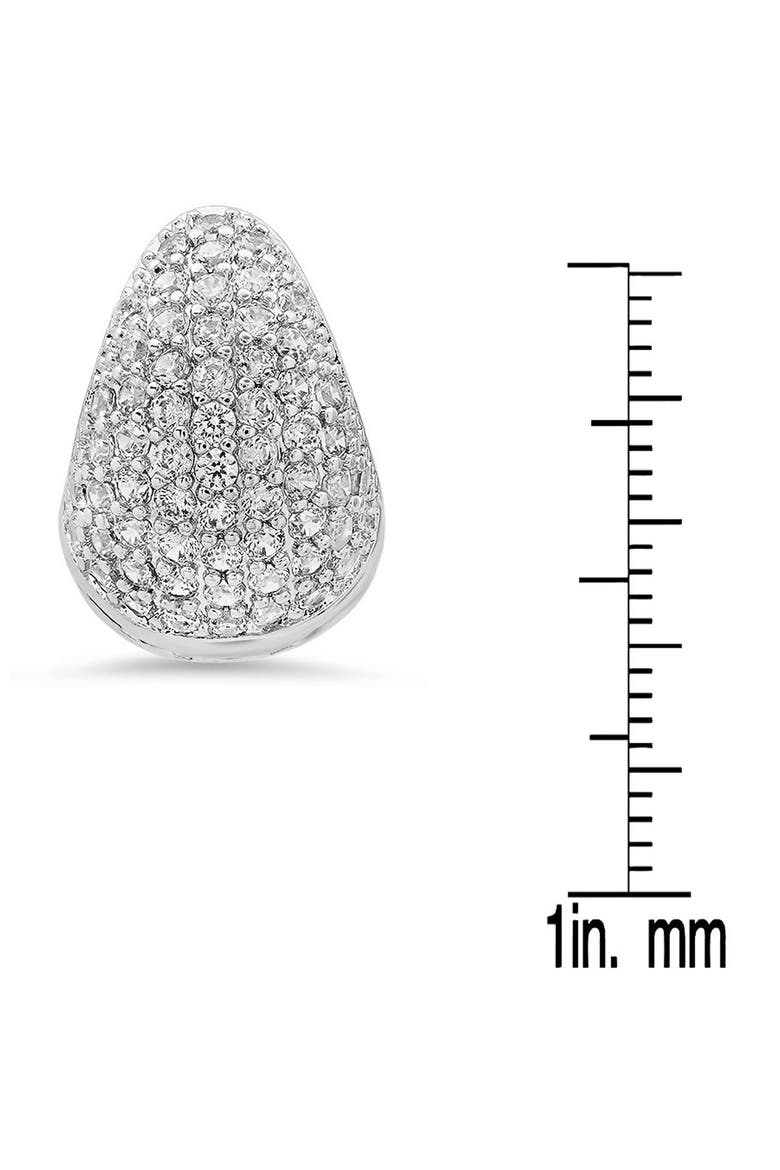 Cubic Zirconia Pavé Teardrop Hoop Earrings, Alternate, color, SILVER