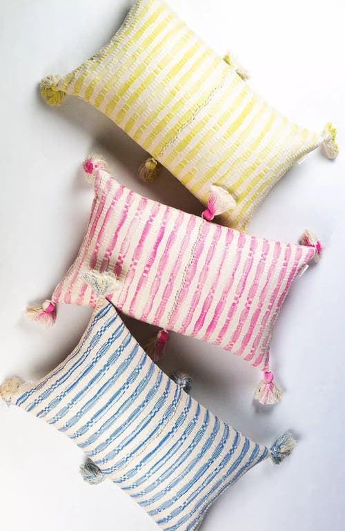 Archive New York Antigua Naturally Dyed Striped Handwoven Cotton Throw Pillow In Pink And Ivory Stripe