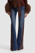 ALICE + OLIVIA Faux Leather Godet High Waist Flare Jeans