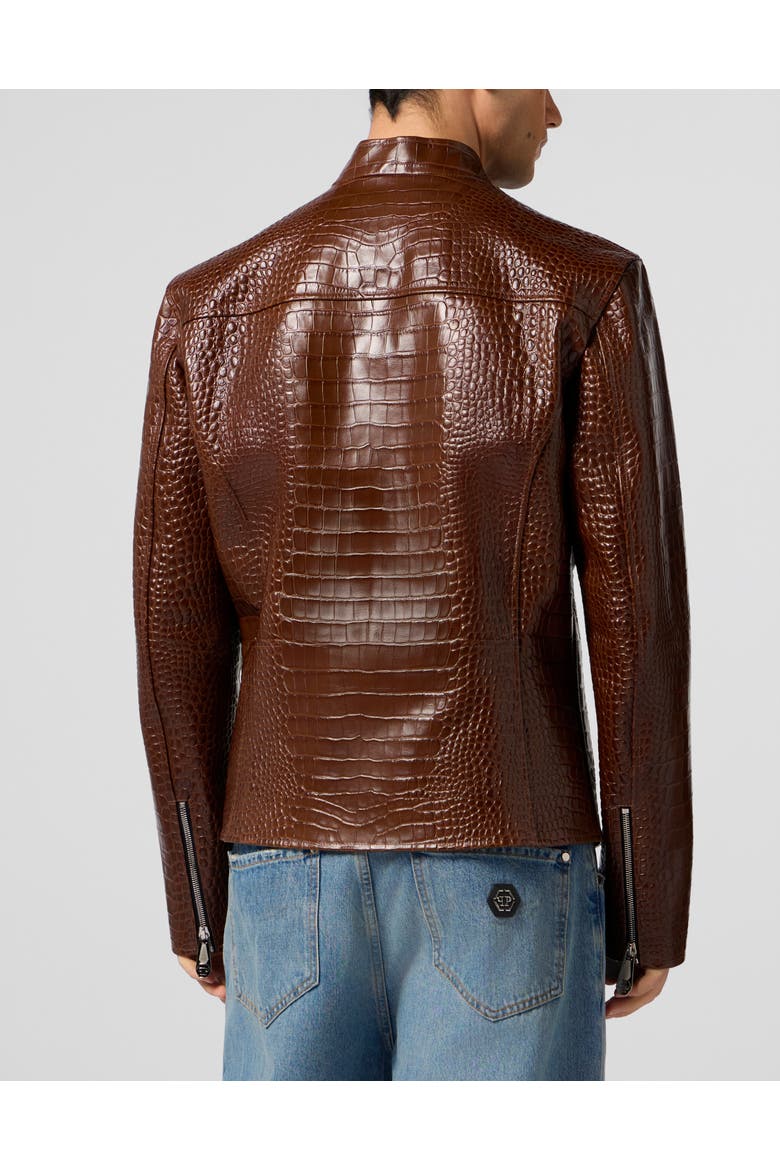 Leather Moto Jacket Cocco Men, Alternate, color, brown