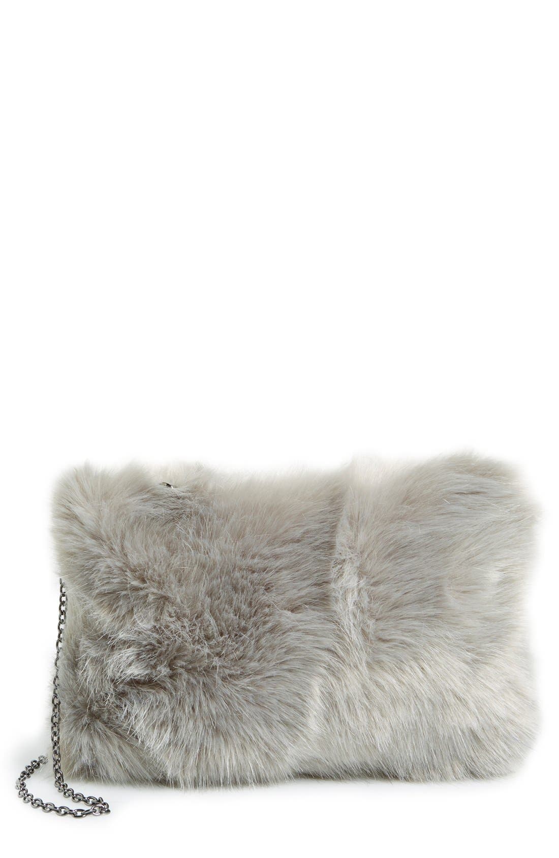 No Brand Needed Faux Fur Convertible Clutch, Main, color, GREY