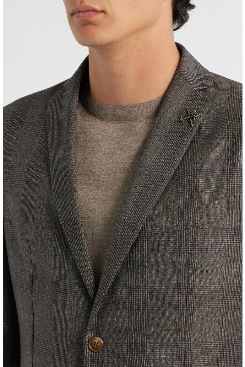 Varick Slim Fit Brown Glen Check Wool Blend Suit, Alternate, color, BROWN
