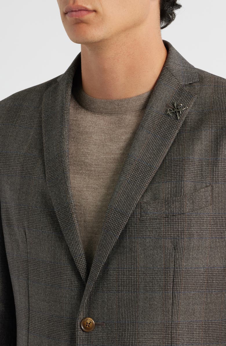 John Varvatos Star USA Varick Slim Fit Brown Glen Check Wool Blend Suit, Alternate, color, Brown