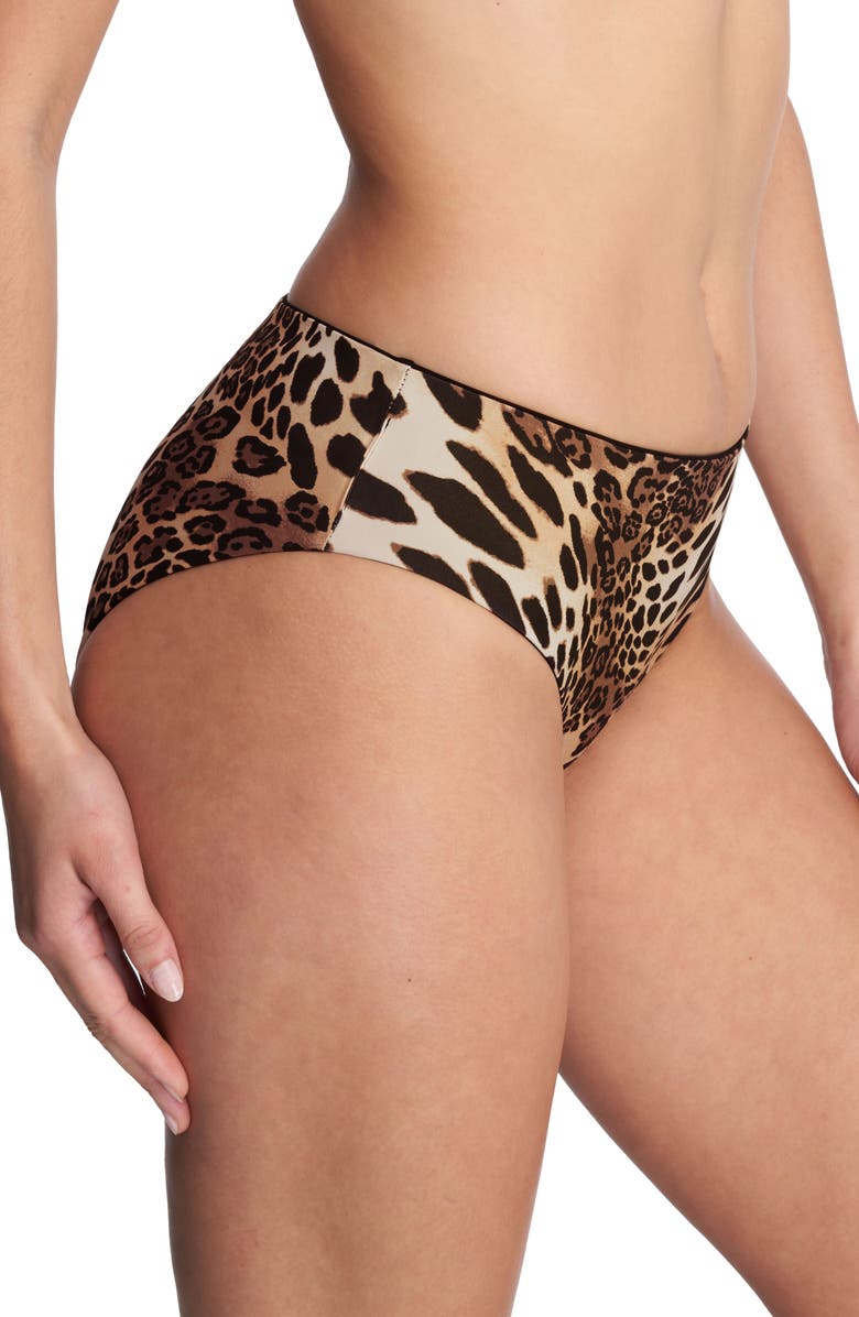 Natori Reversible Bikini Bottoms, Alternate, color, Luxe Leopard / Black