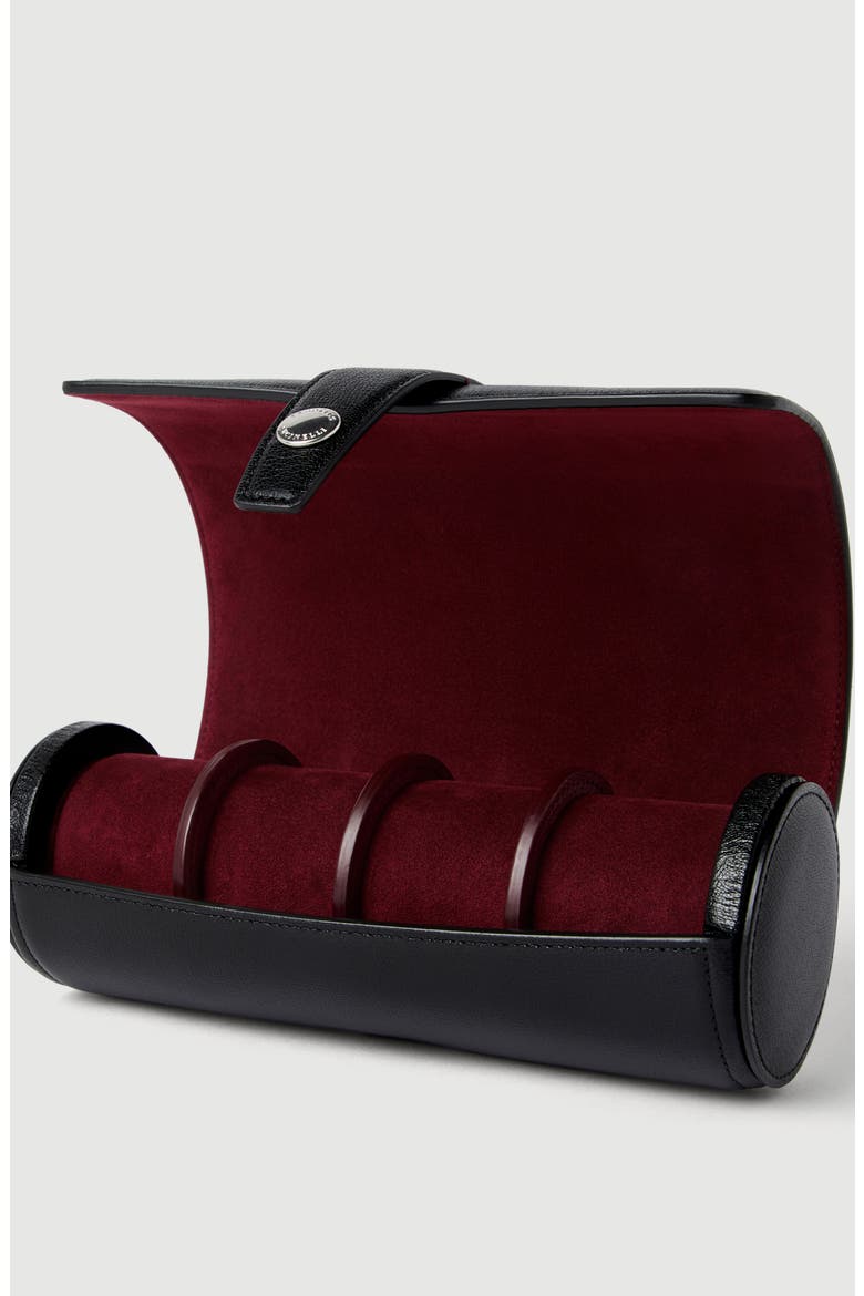 Brushed leather watch box, Alternate, color, Black