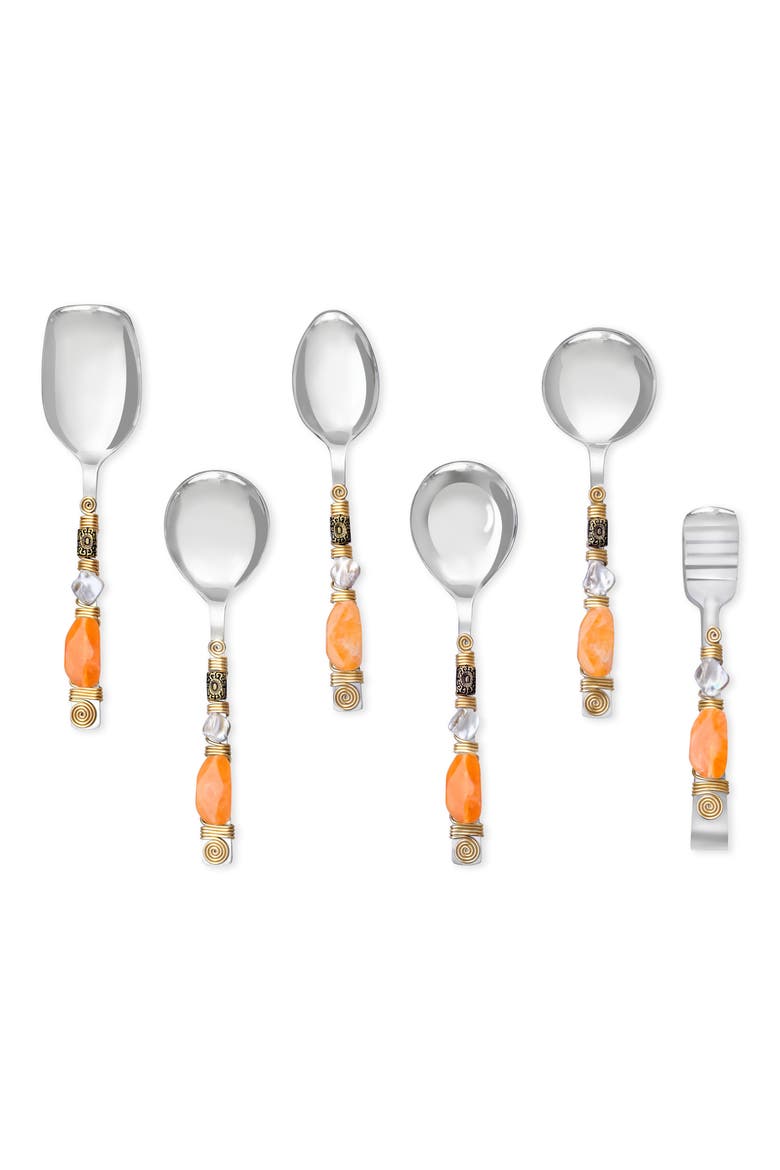 Sunset Glow 6-Piece Serving Spoons, Main, color, ORANGE