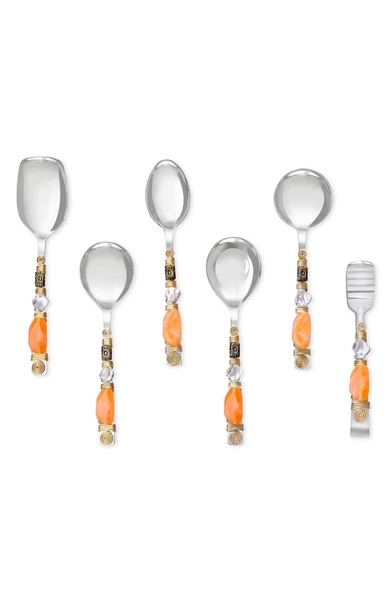 Tiramisu Sunset Glow 6-Piece Serving Spoons, Main, color, Orange