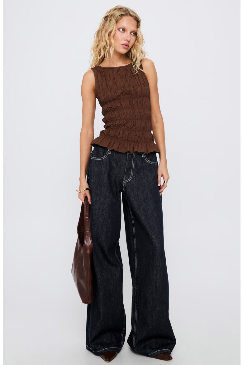 Marleene Smocked Tank, Alternate, color, CHOCOLATE