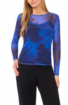 Halogen® Dye Long Sleeve Mesh Shirt