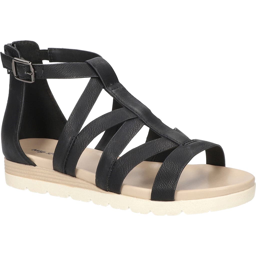 EASY STREET Vila Faux Leather Sandal (Women) in Black at Nordstrom Rack, Size 9.5