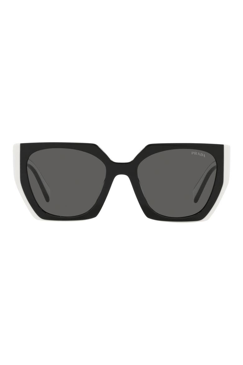 55mm Gradient Rectangular Sunglasses, Main, color, BLACK/ TALC/ DARK GREY