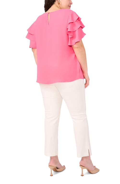 Vince Camuto Tiered Ruffle Sleeve Top In Pink