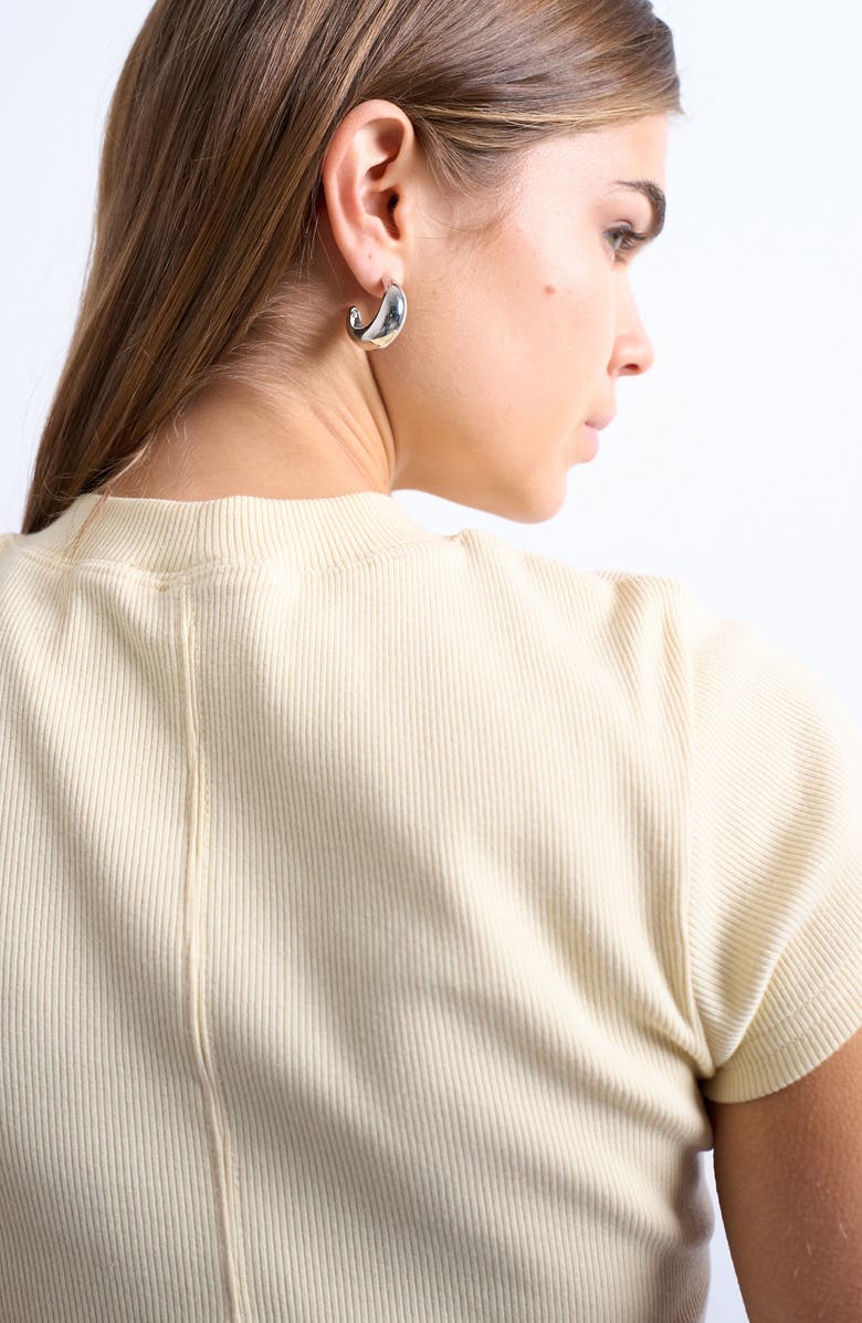 Topshop Rib Fitted Stretch Cotton T-Shirt, Alternate, color, Yellow