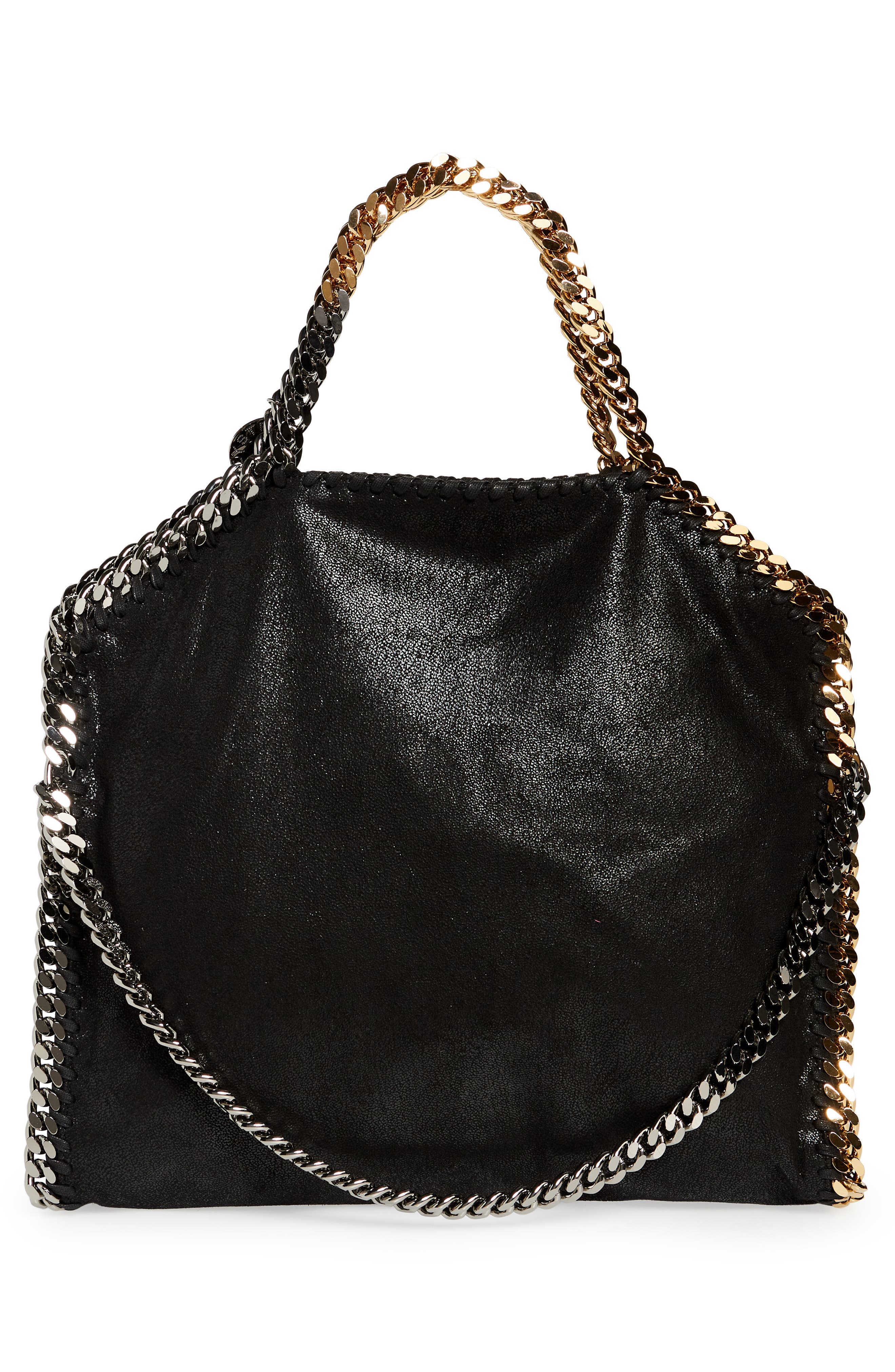 Stella McCartney Falabella Faux Leather Foldover Tote, Alternate, color, Black