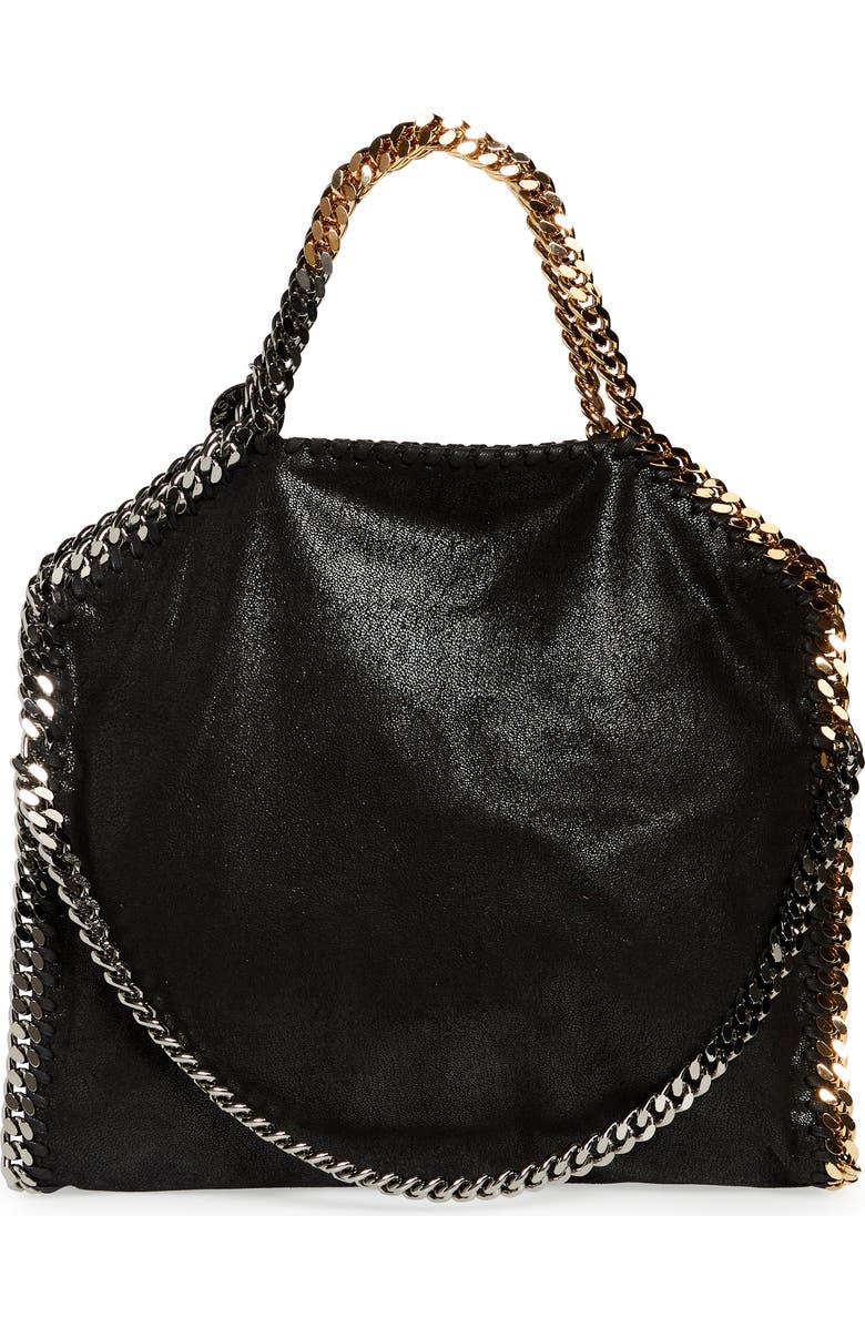 Stella McCartney Falabella Faux Leather Foldover Tote, Alternate, color, Black