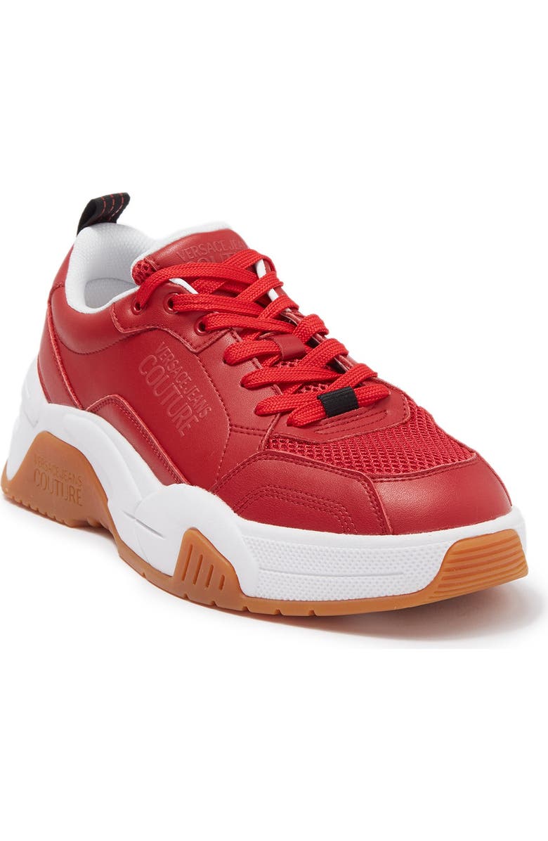 Versace Jeans Leather Low Top Sneaker, Main, color,