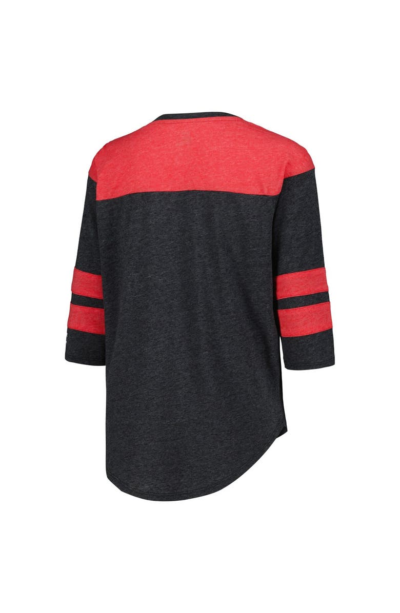 STARTER Women's Starter Black NASCAR Full Back Block 3/4-Sleeve Tri-Blend Top, Alternate, color, Black