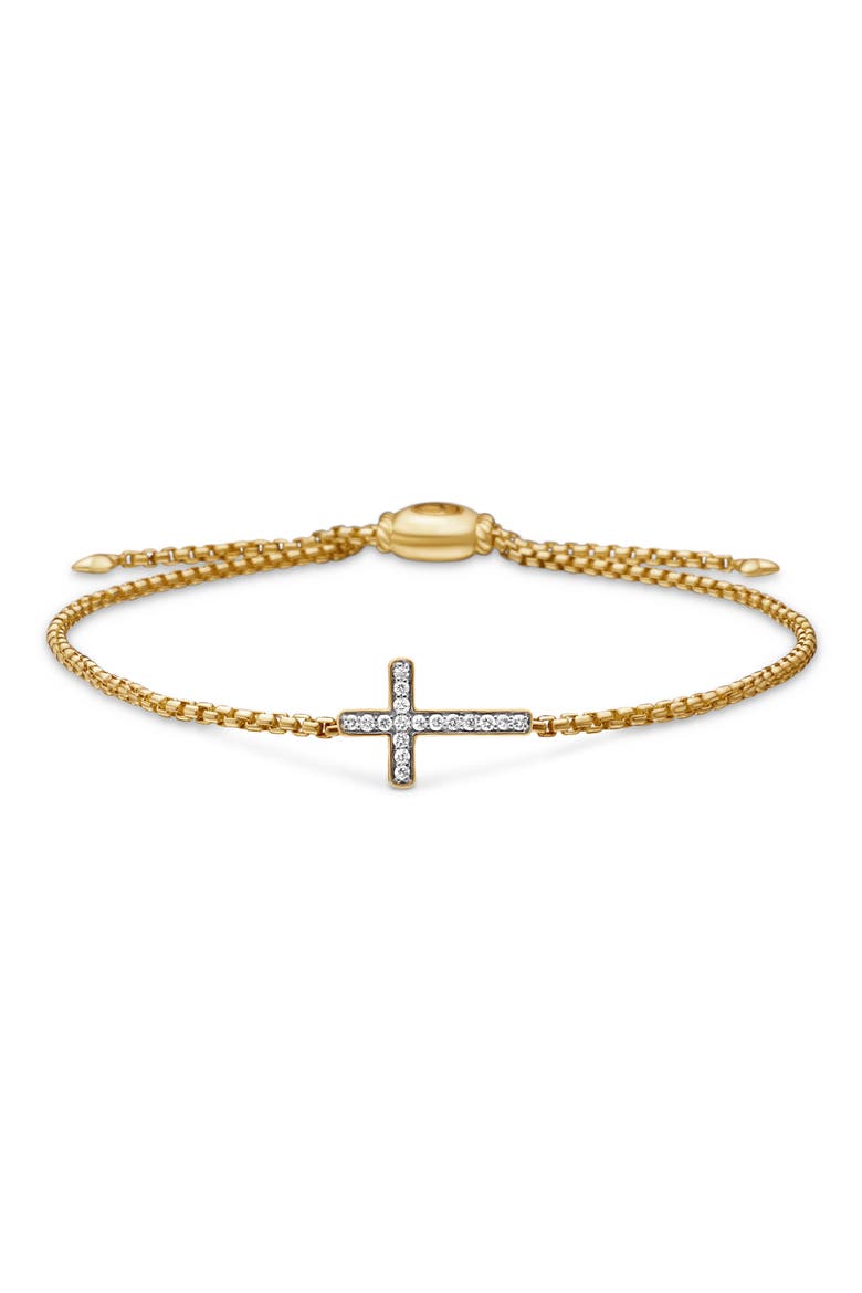 Petite Pavé Cross Bracelet with Diamonds in 18K Gold, Main, color, GOLD