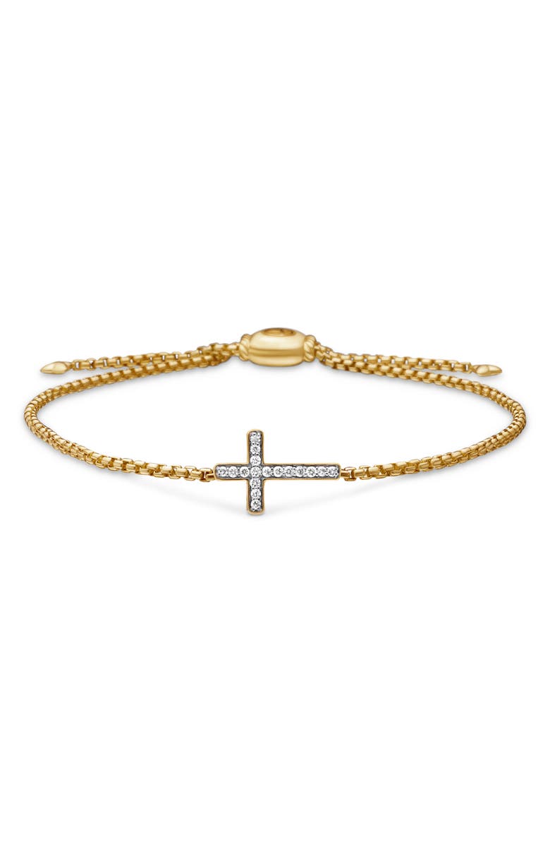 David Yurman Petite Pavé Cross Bracelet with Diamonds in 18K Gold, Main, color,