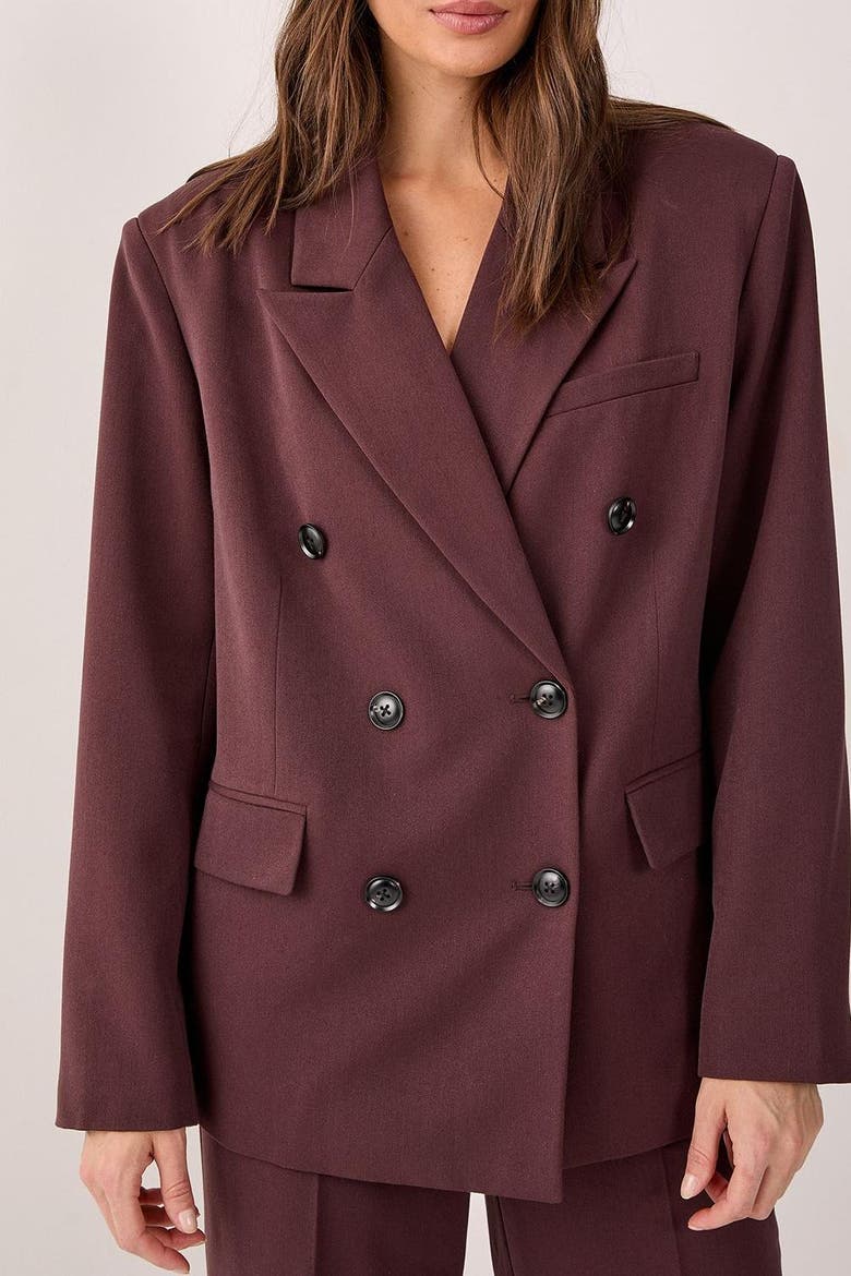 Double Breasted Oversized Blazer, Alternate, color, Chocolate