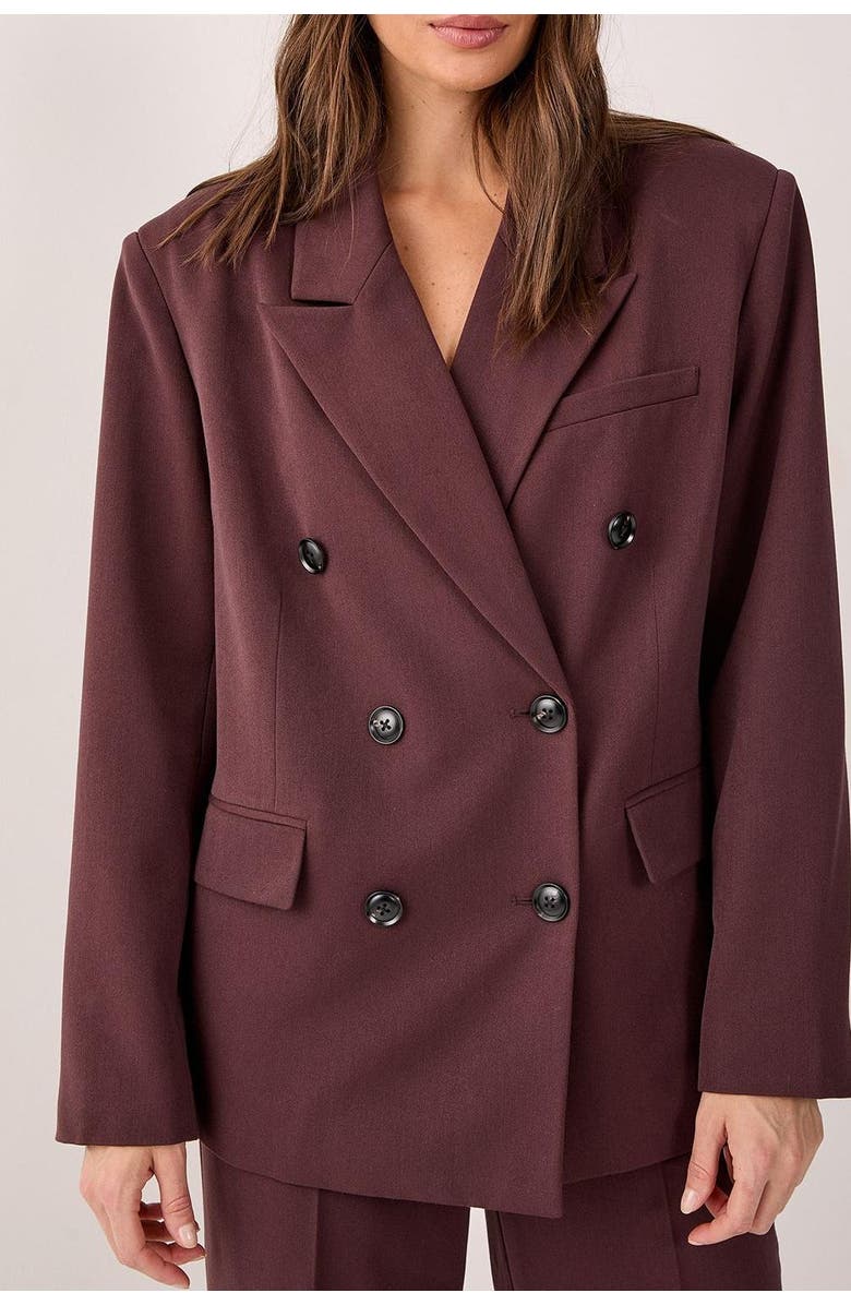 NASTY GAL Double Breasted Oversized Blazer, Alternate, color, Chocolate