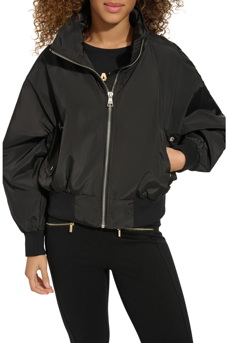 Logo Collar Bomber Jacket, Alternate, color, BLACK