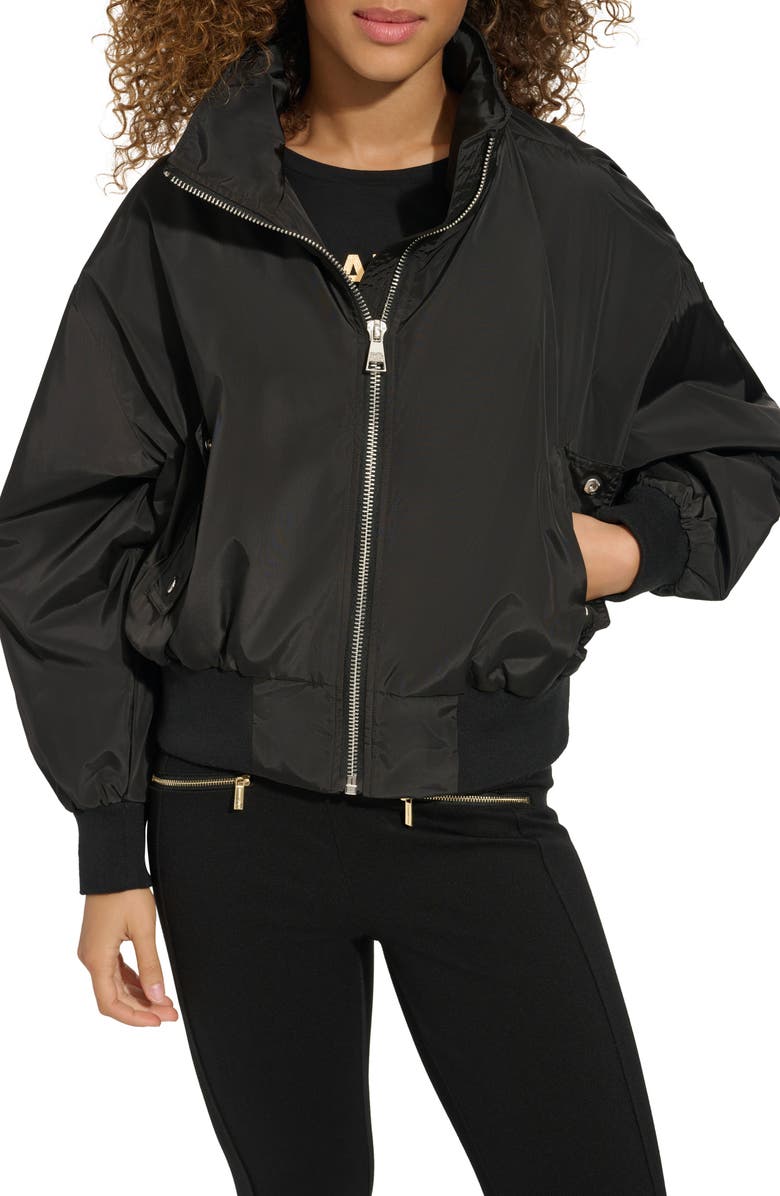 KARL LAGERFELD PARIS Logo Collar Bomber Jacket, Alternate, color, 