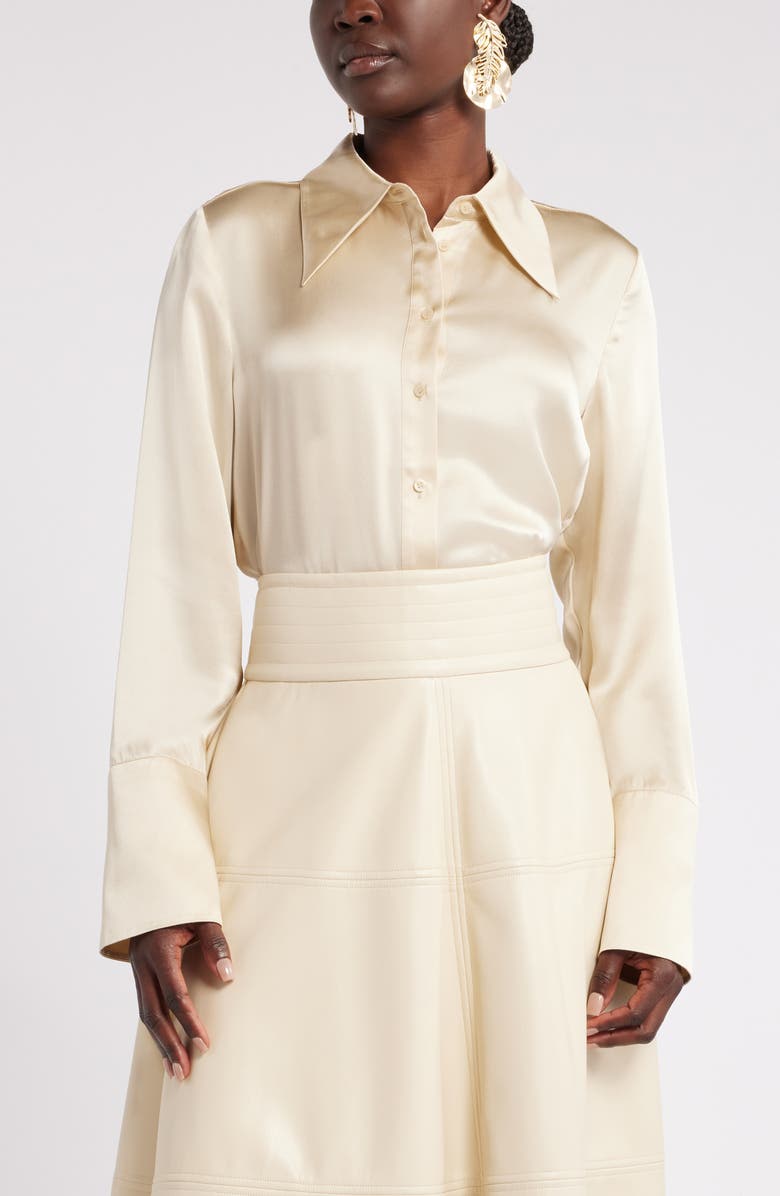 Nordstrom x Harlem's Fashion Row Megan Renee Silk Button-Up Shirt, Main, color,