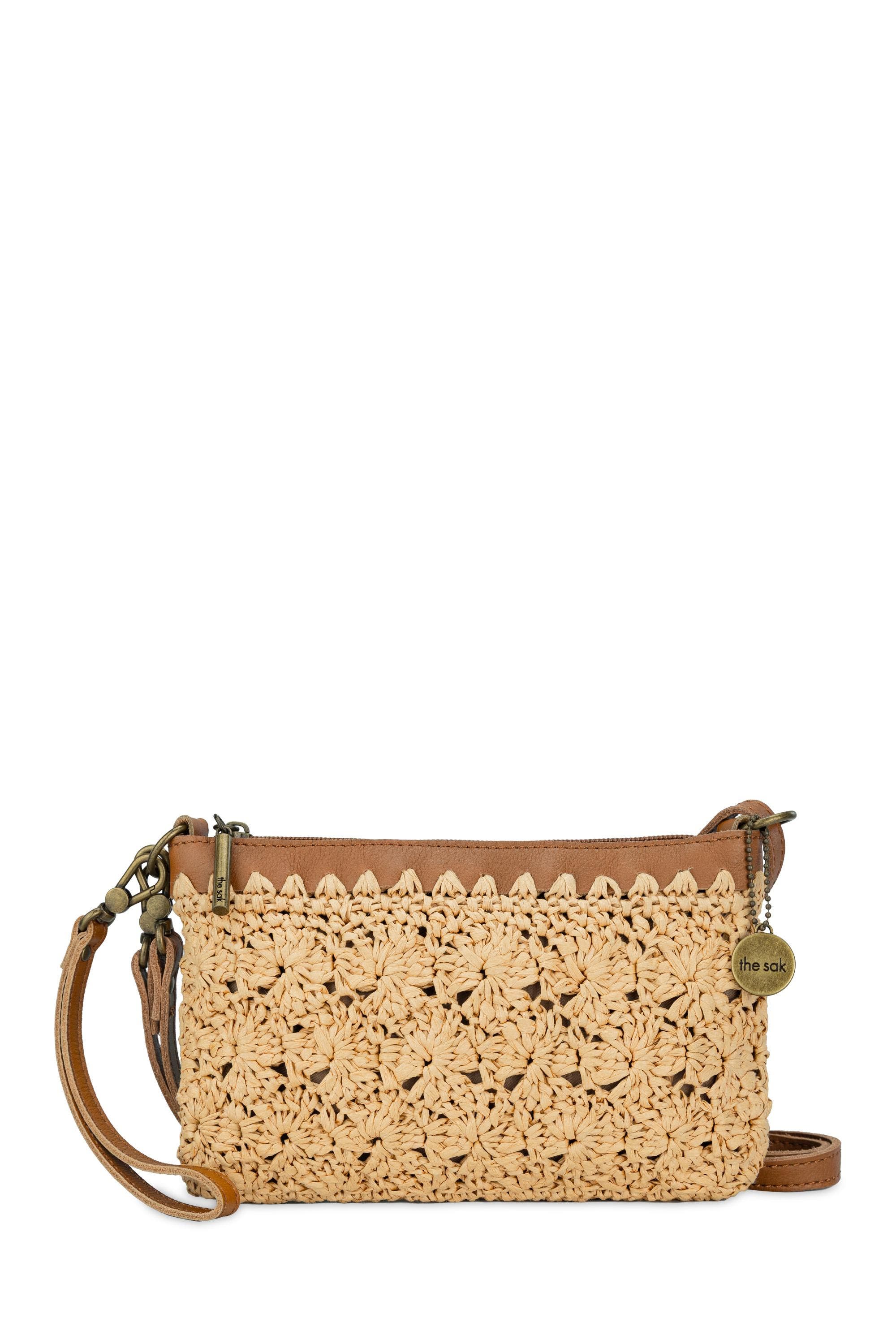 The Sak Vita Hand Crochet Crossbody Wristlet, Alternate, color, Natural Primrose Straw