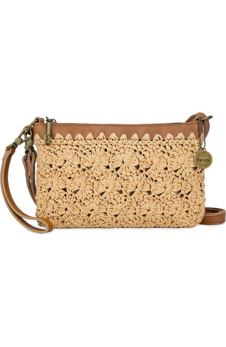The Sak Vita Hand Crochet Crossbody Wristlet, Alternate, color, Natural Primrose Straw
