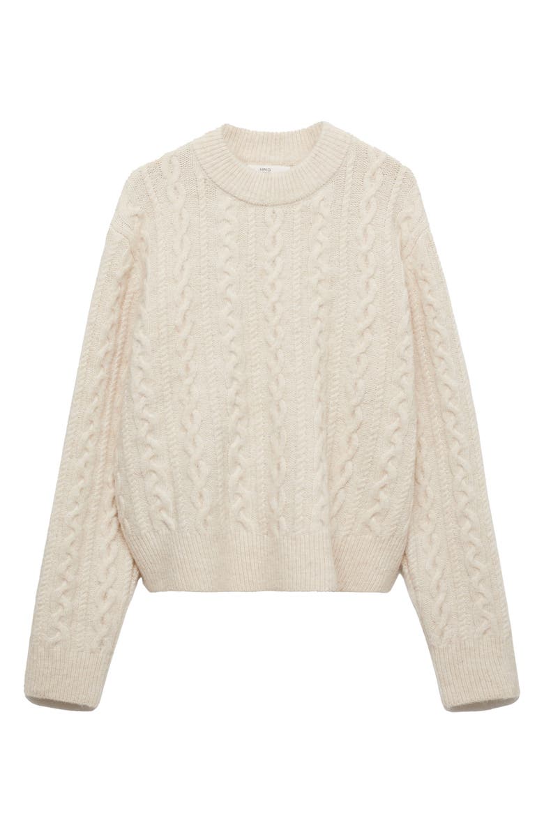 MANGO Cable Stitch Crewneck Sweater, Alternate, color, 