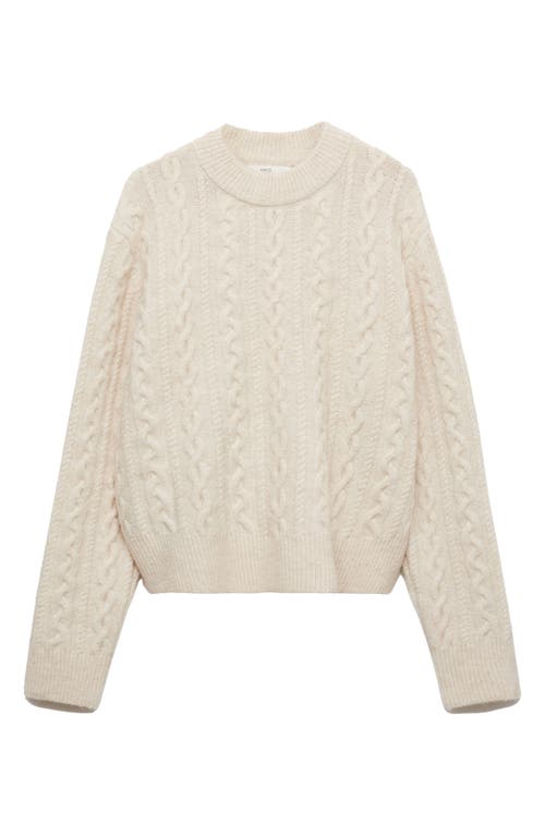 Mango Cable Stitch Crewneck Sweater In Ecru