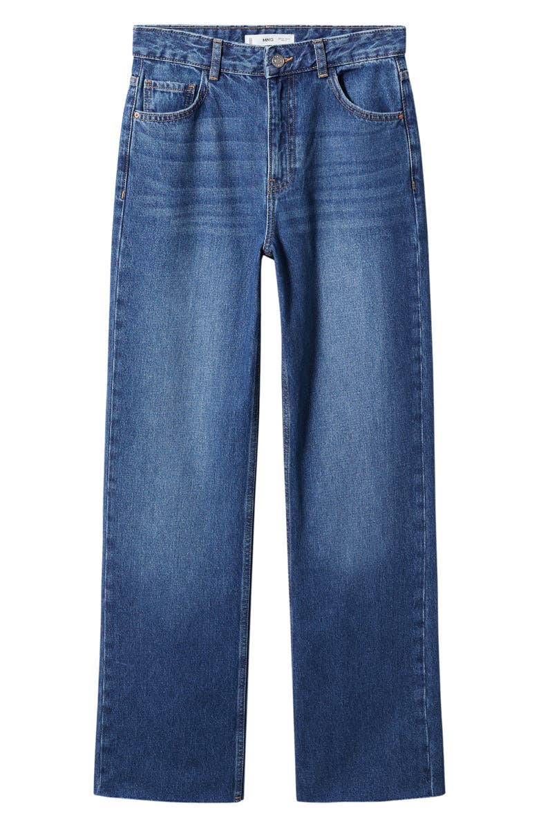 MANGO Raw Hem Wide Leg Jeans, Alternate, color, 