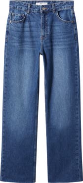 MANGO Raw Hem Wide Leg Jeans
