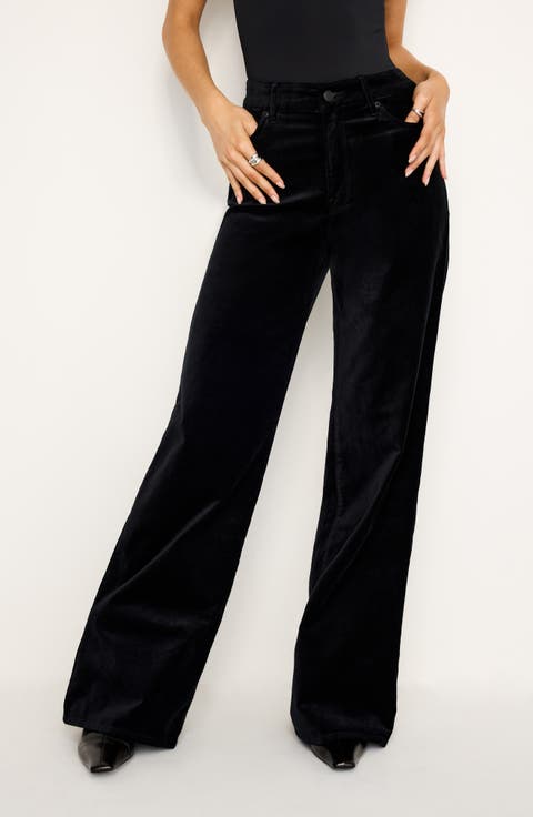 Good Skate High Waist Velvet Wide Leg Pants (Regular & Plus)