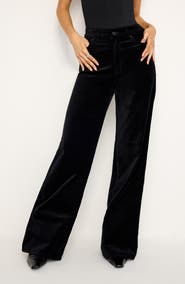 Good American Good Skate High Waist Velvet Wide Leg Pants
