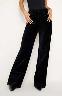 Good American Good Skate High Waist Velvet Wide Leg Pants