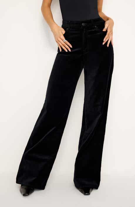 Good American Good Skate High Waist Velvet Wide Leg Pants