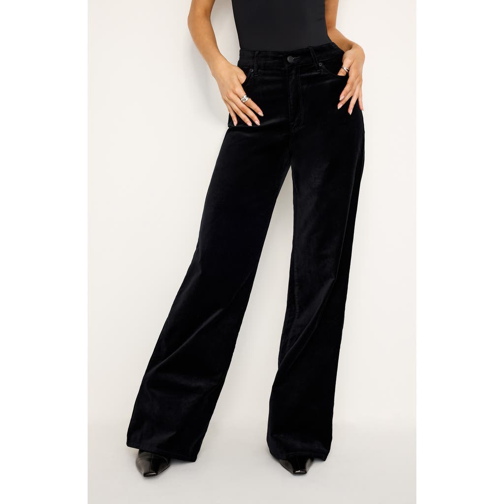 Good American Velvet Good Skate Wide Leg Jeans In K001 In Black001