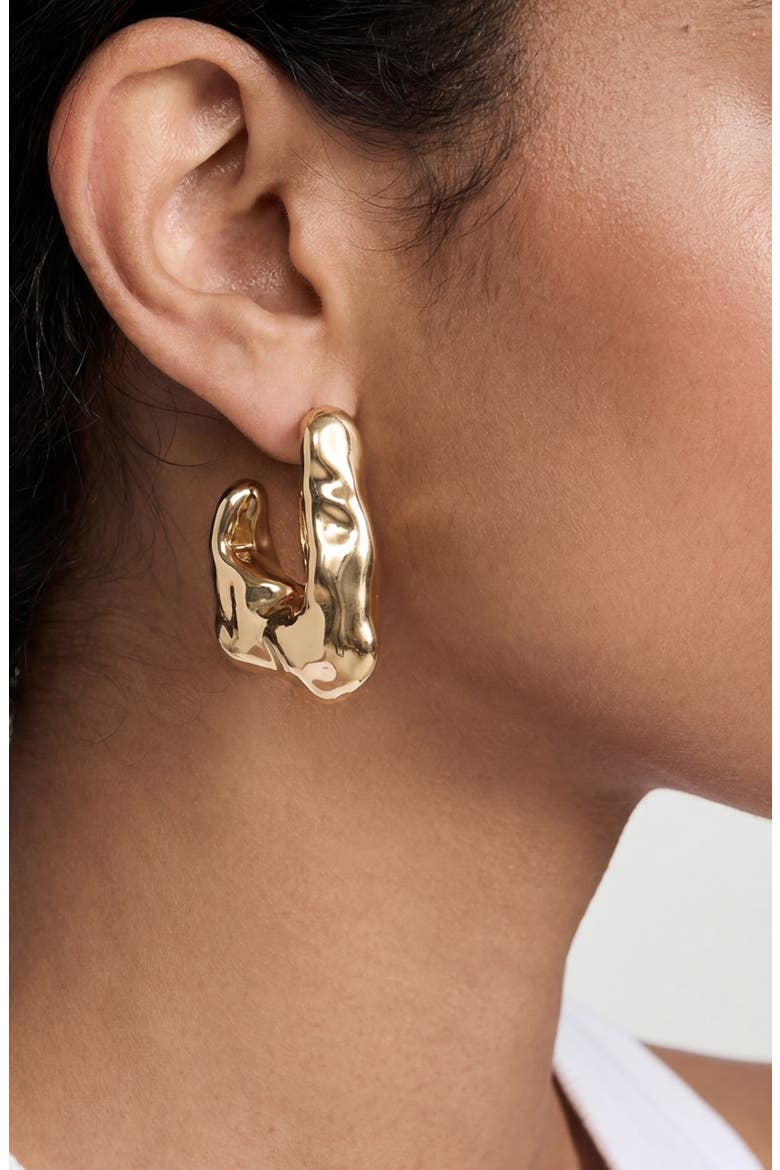 Liquid Metal Hoop Earrings, Alternate, color, GOLD