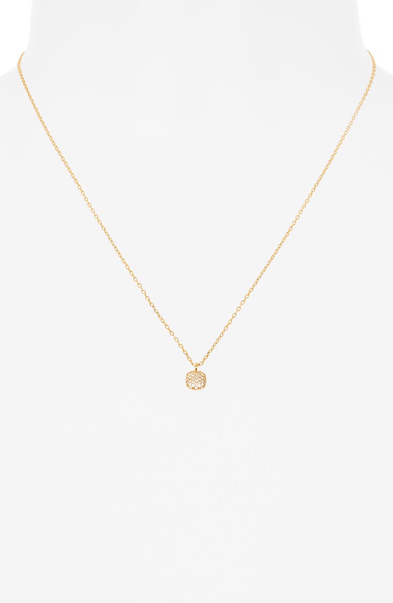 Argento Vivo Sterling Silver Pavè Small Square Pendant Necklace, Alternate, color, Gold