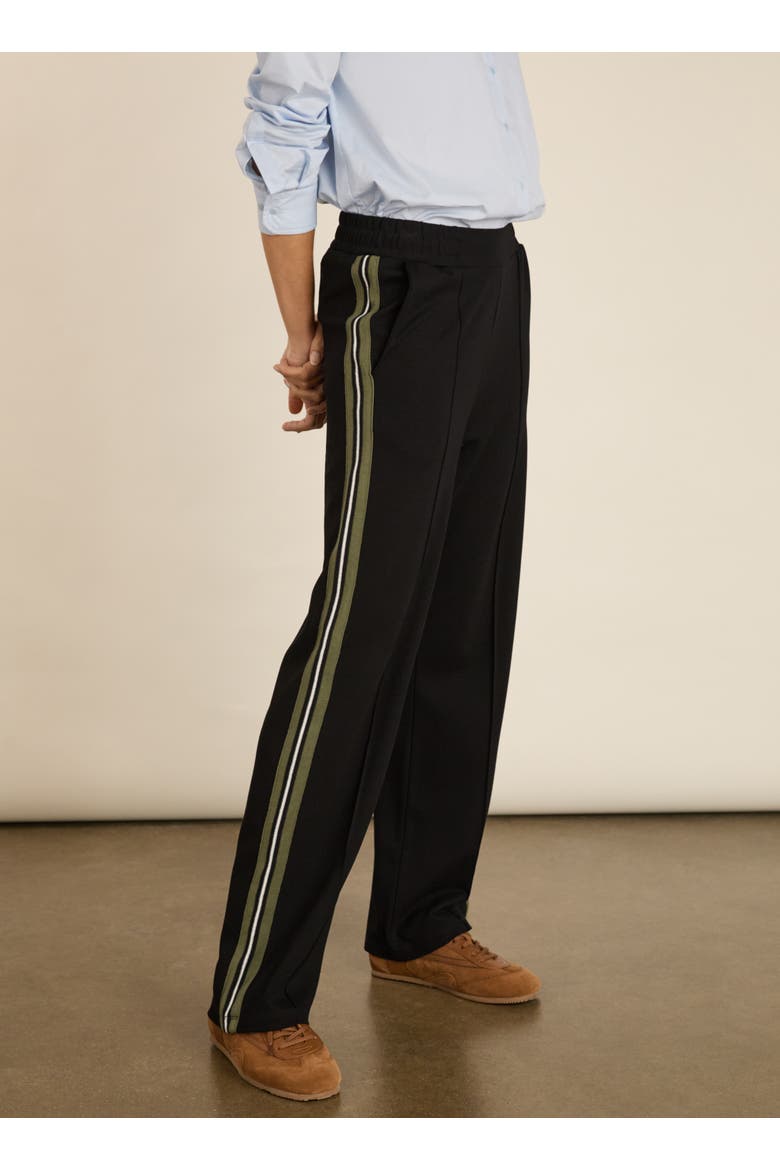 Marjorie Side Stripe Ponte Trousers, Alternate, color, Caviar Black & Khaki