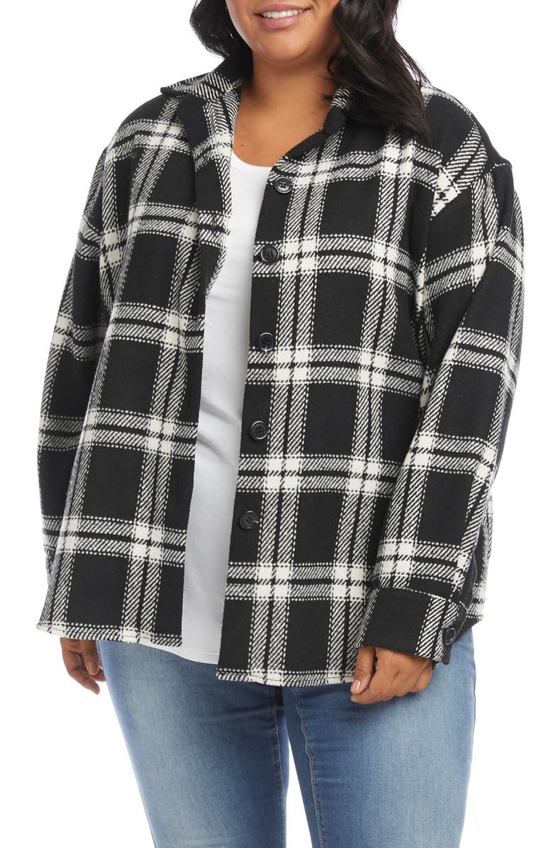 Karen Kane Plaid Shirt Jacket, Main, color, 