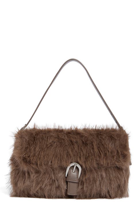 Faux Fur Buckle Shoulder Bag