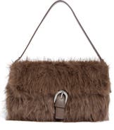 BCBG Faux Fur Buckle Shoulder Bag