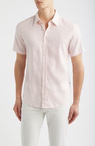 BOSS Roan Short Sleeve Stretch Linen Button-Up Shirt
