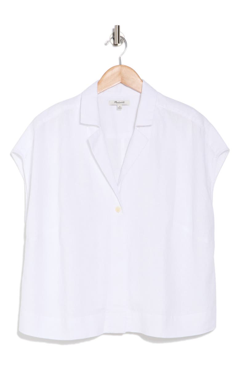 Madewell Capri Linen Button-Up Shirt, Alternate, color, Eyelet White